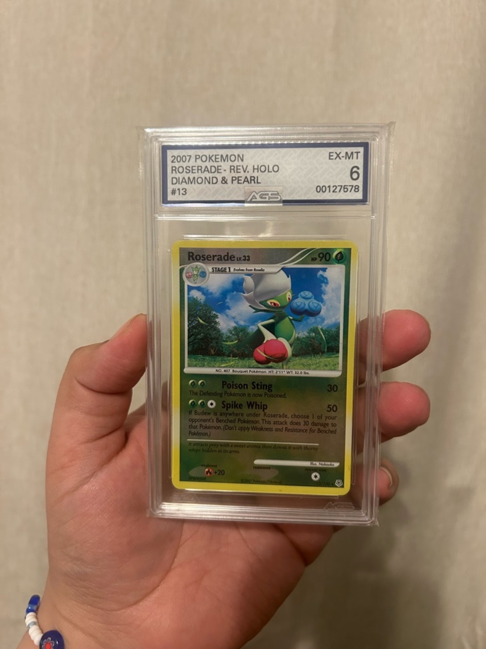Pokemon Roserade Diamond & Pearl Green Yellow Card